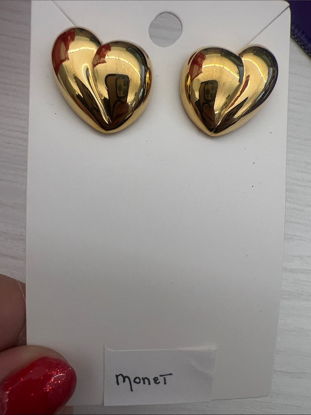 Monet Gold Heart Dome Stud Earrings